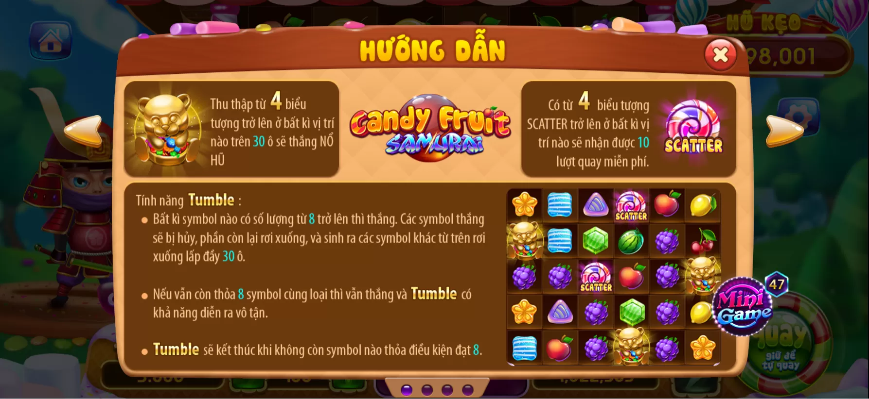 Hướng dẫn chơi game Candy Fruit Samurai trên cổng game Fabet